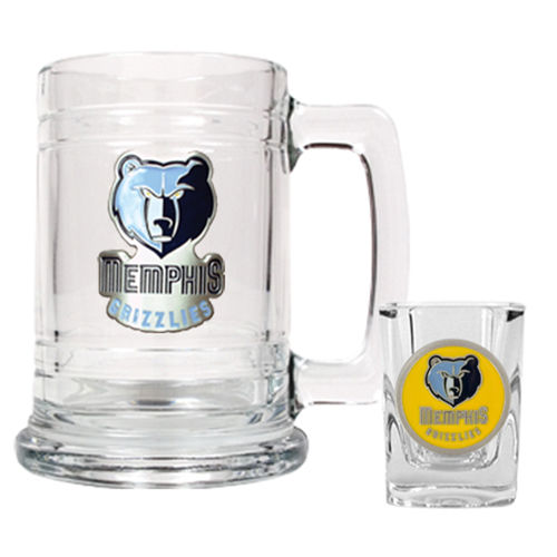 Memphis Grizzlies NBA Boilermaker Set - Primary Logo