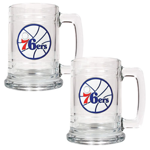 Philadelphia 76ers NBA 2pc 15oz Glass Tankard Set - Primary Logophiladelphia 