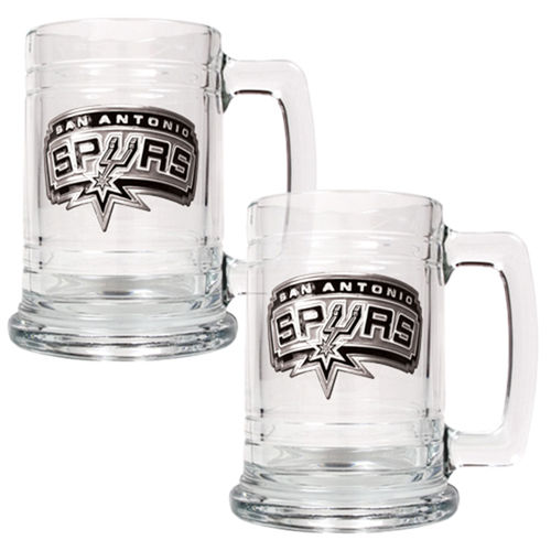 San Antonio Spurs NBA 2pc 15oz Glass Tankard Set - Primary Logo