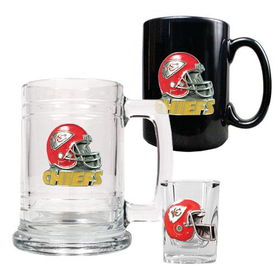 Kansas City Chiefs NFL 15oz Tankard, 15oz Ceramic Mug & 2oz Shot Glass Set - Helmet Logokansas 