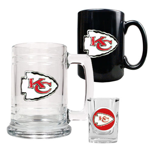 Kansas City Chiefs NFL 15oz Tankard, 15oz Ceramic Mug & 2oz Shot Glass Set - Primary Logokansas 