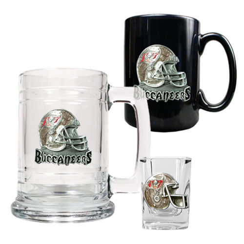 Tampa Bay Buccaneers NFL 15oz Tankard, 15oz Ceramic Mug & 2oz Shot Glass Set - Helmet Logotampa 