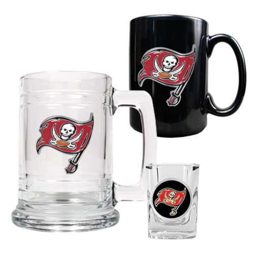 Tampa Bay Buccaneers NFL 15oz Tankard, 15oz Ceramic Mug & 2oz Shot Glass Set - Primary Logo