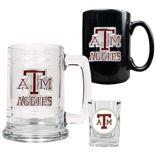 Texas A&M Aggies NCAA 15oz Tankard, 15oz Ceramic Mug & 2oz Shot Glass Set - Primary Logotexas 