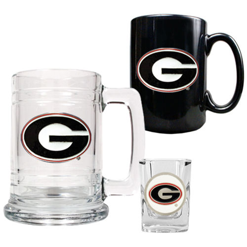 Georgia Bulldogs NCAA 15oz Tankard, 15oz Ceramic Mug & 2oz Shot Glass Set - Primary Logogeorgia 