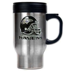 Baltimore Ravens NFL 16oz Stainless Steel Travel Mug - Helmet Logobaltimore 