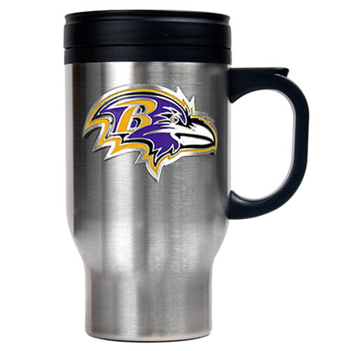 Baltimore Ravens NFL 16oz Stainless Steel Travel Mug - Primary Logobaltimore 