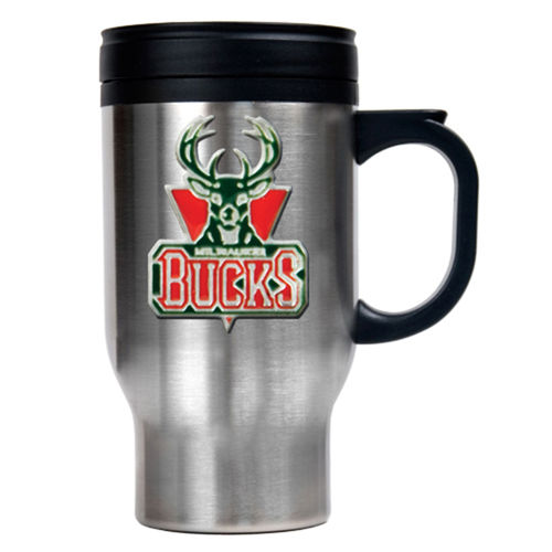 Milwaukee Bucks NBA Stainless Steel Travel Mug - Primary Logo