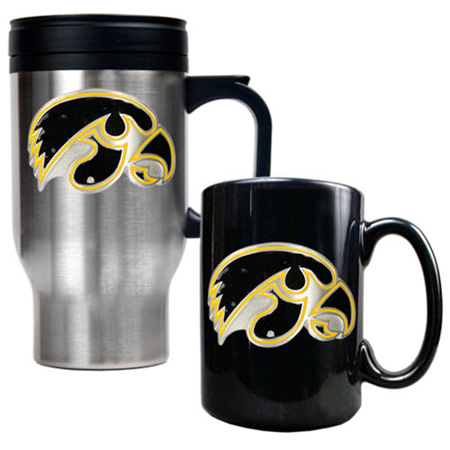 Iowa Hawkeyes NCAA Stainless Travel Mug And Ceramic Mug Setiowa 