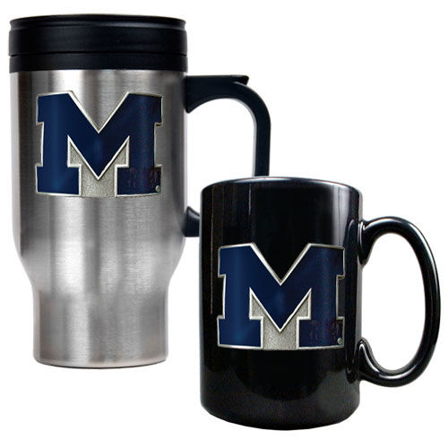 Michigan Wolverines NCAA Stainless Travel Mug And Ceramic Mug Setmichigan 