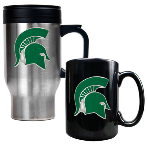 Michigan State Spartans NCAA Stainless Travel Mug And Ceramic Mug Setmichigan 