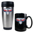Atlanta Hawks NBA Stainless Steel Travel Tumbler & Black Ceramic Mug Set - Primary Logo