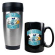New Orleans Hornets NBA Stainless Steel Travel Tumbler & Black Ceramic Mug Set - Primary Logo