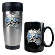 Golden State Warriors NBA Stainless Steel Travel Tumbler & Black Ceramic Mug Set - Primary Logo
