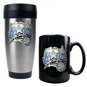Golden State Warriors NBA Stainless Steel Travel Tumbler & Black Ceramic Mug Set - Primary Logogolden 