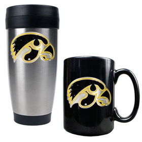 Iowa Hawkeyes NCAA Stainless Travel Tumbler And Ceramic Mug Setiowa 