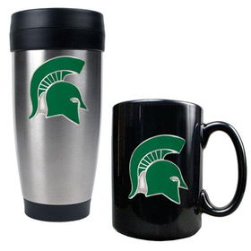 Michigan State Spartans NCAA Stainless Travel Tumbler And Ceramic Mug Setmichigan 