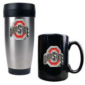 Ohio State Buckeyes NCAA Stainless Travel Tumbler And Ceramic Mug Setohio 