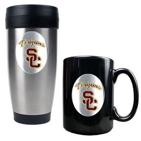 USC Trojans NCAA Stainless Travel Tumbler And Ceramic Mug Setusc 