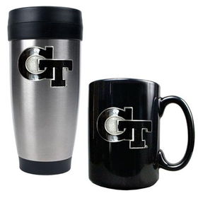 Georgia Tech Yellowjackets NCAA Stainless Travel Tumbler And Ceramic Mug Setgeorgia 