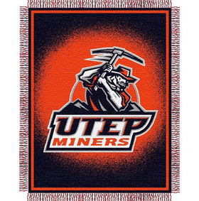 Texas El Paso Miners NCAA Triple Woven Jacquard Throw (019 Focus) (48x60")"texas 