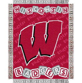 Wisconsin Badgers NCAA Triple Woven Jacquard Throw (044 Series) (36x46")"wisconsin 