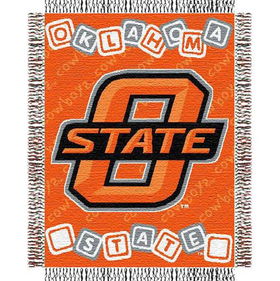 Oklahoma State Cowboys NCAA Triple Woven Jacquard Throw (044 Series) (36x46")"oklahoma 