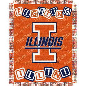 Illinois Fighting Illini NCAA Triple Woven Jacquard Throw (044 Series) (36x46")"illinois 