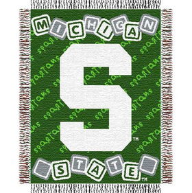 Michigan State Spartans NCAA Triple Woven Jacquard Throw (044 Series) (36x46")"michigan 