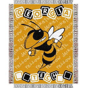Georgia Tech Yellowjackets NCAA Triple Woven Jacquard Throw (044 Series) (36x46")"georgia 