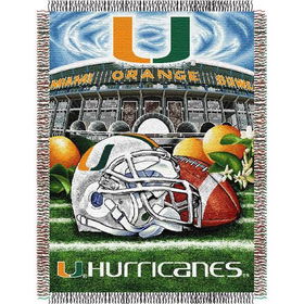 Miami Hurricanes NCAA Woven Tapestry Throw (Home Field Advantage) (48x60")"miami 