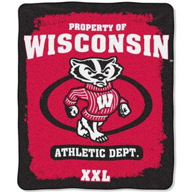 Wisconsin Badgers NCAA Property of" Micro Raschel Blanket (50"x60")"wisconsin 