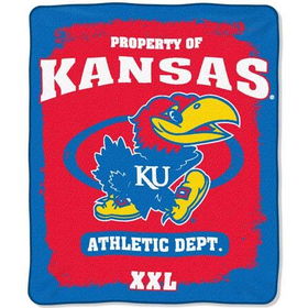 Kansas Jayhawks NCAA Property of" Micro Raschel Blanket (50"x60")"kansas 