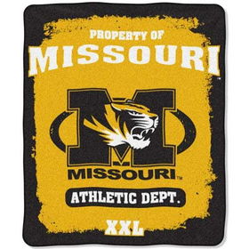 Missouri Tigers NCAA Property of" Micro Raschel Blanket (50"x60")"missouri 
