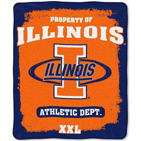 Illinois Fighting Illini NCAA Property of" Micro Raschel Blanket (50"x60")"illinois 