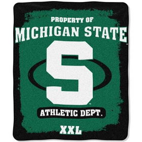 Michigan State Spartans NCAA Property of" Micro Raschel Blanket (50"x60")"michigan 
