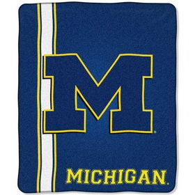 Michigan Wolverines NCAA Royal Plush Raschel Blanket (Jersey Mesh Series) (50x60")"michigan 