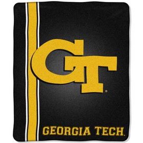 Georgia Tech Yellowjackets NCAA Royal Plush Raschel Blanket (Jersey Mesh Series) (50x60")"georgia 