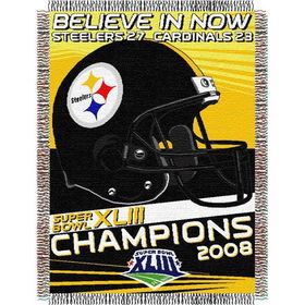 Pittsburgh Steelers NFL Super Bowl 43Commemorative Woven Tapestry Throw (48x60")"pittsburgh 