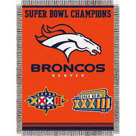 Denver Broncos NFL Super Bowl Commemorative Woven Tapestry Throw (48x60")"denver 