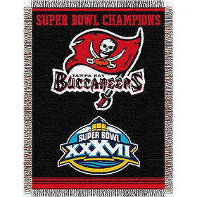 Tampa Bay Buccaneers NFL Super Bowl Commemorative Woven Tapestry Throw (48x60")"tampa 