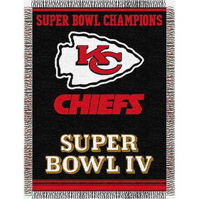 Kansas City Chiefs NFL Super Bowl Commemorative Woven Tapestry Throw (48x60")"kansas 