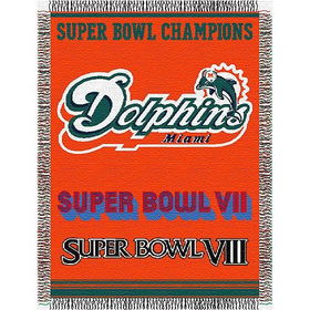 Miami Dolphins NFL Super Bowl Commemorative Woven Tapestry Throw (48x60")"miami 