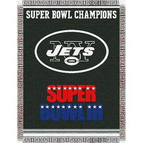 New York Jets NFL Super Bowl Commemorative Woven Tapestry Throw (48x60")"york 