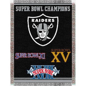 Oakland Raiders NFL Super Bowl Commemorative Woven Tapestry Throw (48x60")"oakland 