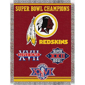 Washington Redskins NFL Super Bowl Commemorative Woven Tapestry Throw (48x60")"washington 