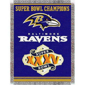 Baltimore Ravens NFL Super Bowl Commemorative Woven Tapestry Throw (48x60")"baltimore 