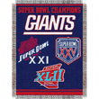 New York Giants NFL Super Bowl Commemorative Woven Tapestry Throw (48x60")"