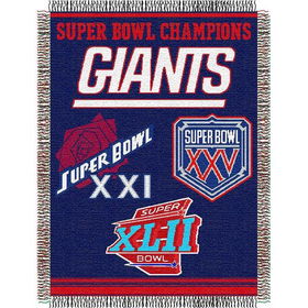 New York Giants NFL Super Bowl Commemorative Woven Tapestry Throw (48x60")"york 