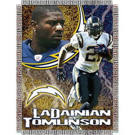 LaDainian Tomlinson #21 San Diego Chargers NFL Woven Tapestry Throw Blanket (48x60")"ladainian 